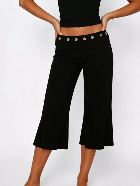 Mid Rise Capri Pants Women Cropped Wide Leg 2026
